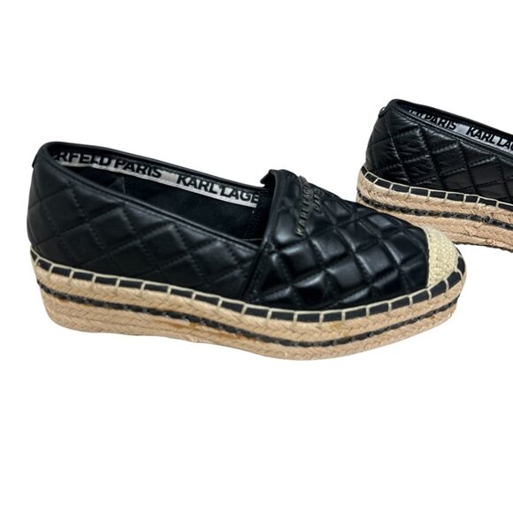 Karl Lagerfeld Paris DALIA Leather Quilted Platform Espadrilles women's sz 6.5 - Picture 5 of 12